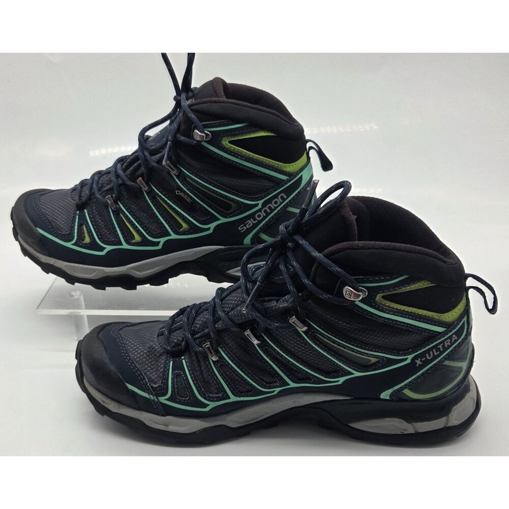 Salomon X Ultra Mid GTX Womens Size 9 Blue Hiking Boots Waterproof